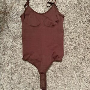 Kids Brown Ribbed One-Piece Bodysuit